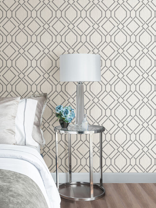 Frege Grey Trellis Wallpaper
