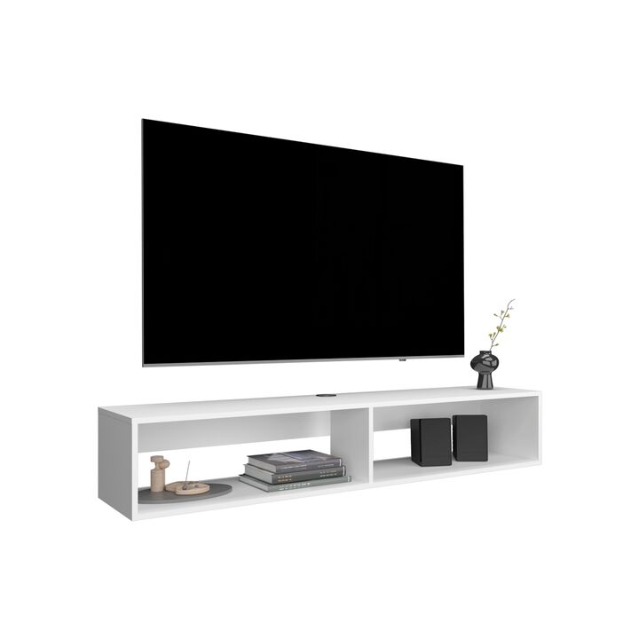Lakes TV Stand 10.4" H, with 2 Shelves, White