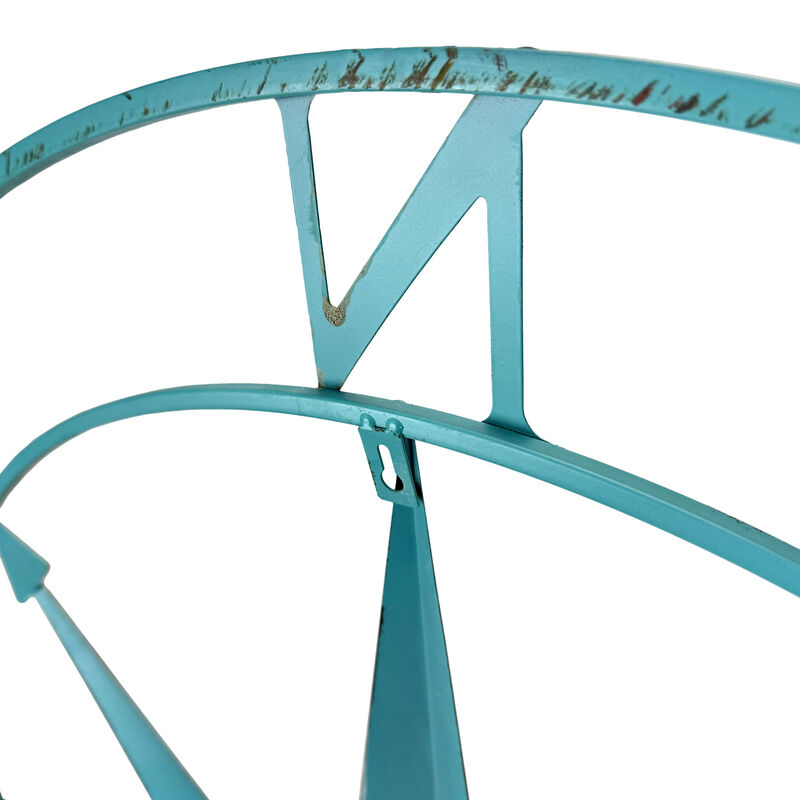 39 inch Aqua Metal Compass Rose Wall Decor Distressed Nautical Coastal Art image number 5