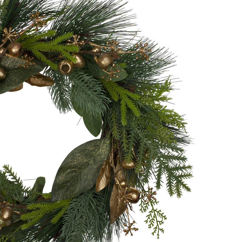 Leaves  Berry and Cedar Artificial Christmas Wreath - 20-Inch  Unlit