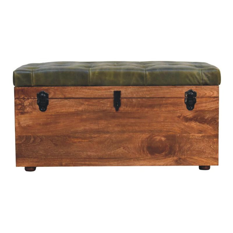 Aritsan Furniture Solid Wood Roasted Almond Storage Trunk Bench, Brown image number 0