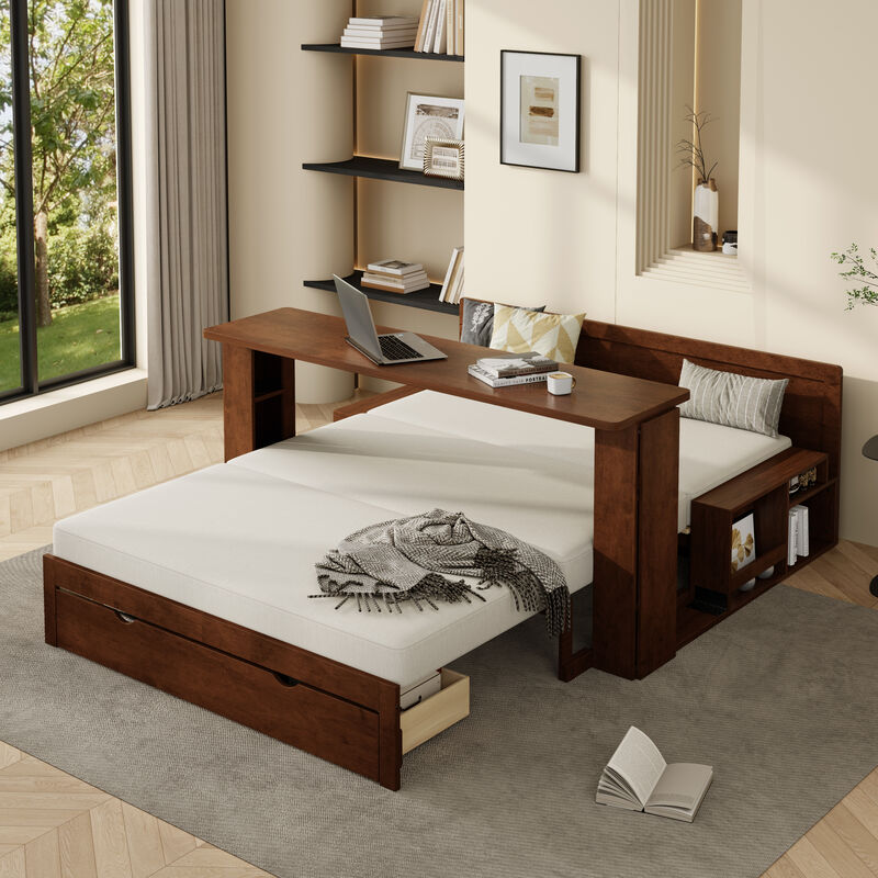 Merax 4-in-1 Multifunctional Sofa Bed Desk with Storage image number 4