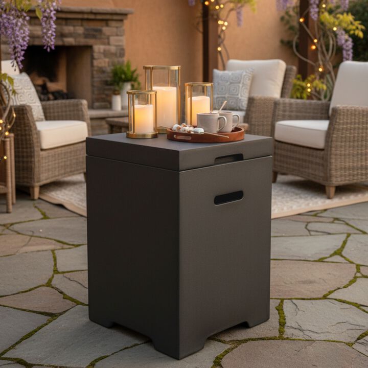 Clihome Outdoor Side Table for Fire Pit，Propane Tank Cover Table, Outdoor Cylinder Hideaway Table for Gas Fire Pit and Gas Griddle
