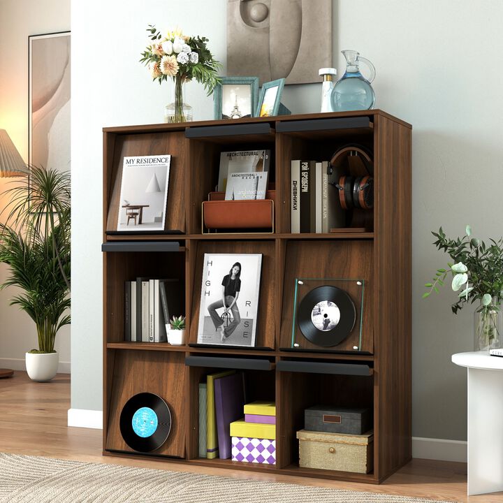 Heskmo 9‑Cubby Flip‑Door Cube Bookcase