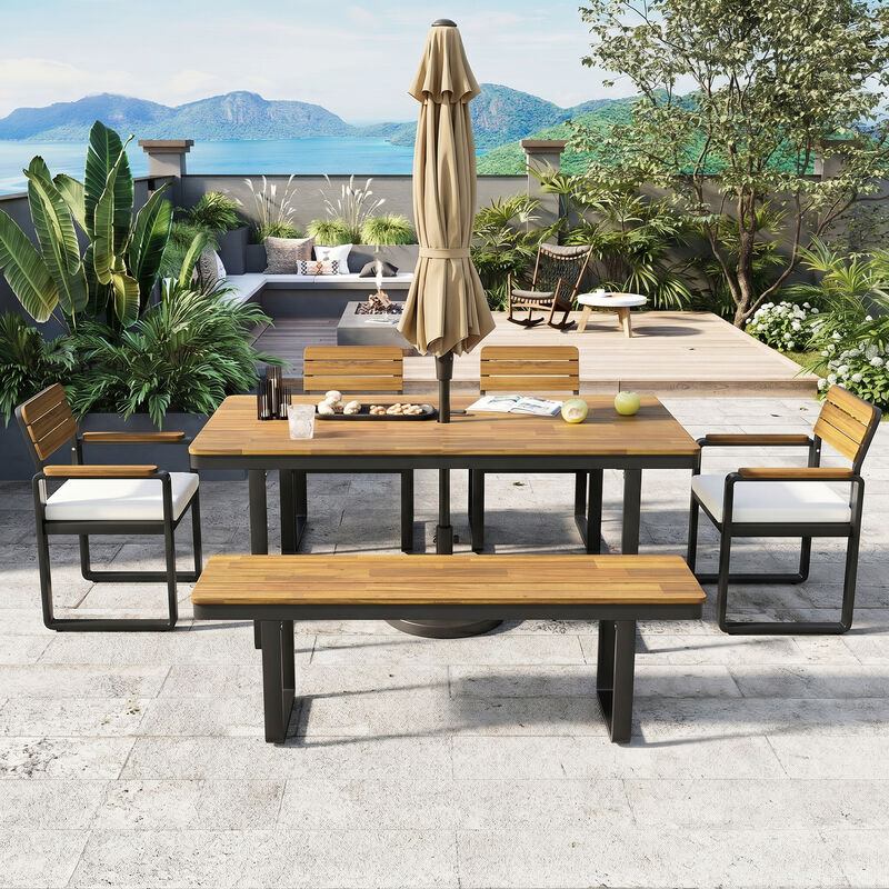 Fajut 6-Piece Outdoor Dining Set image number 2