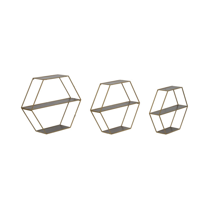 S/3 Hex Folding Wall Shelf