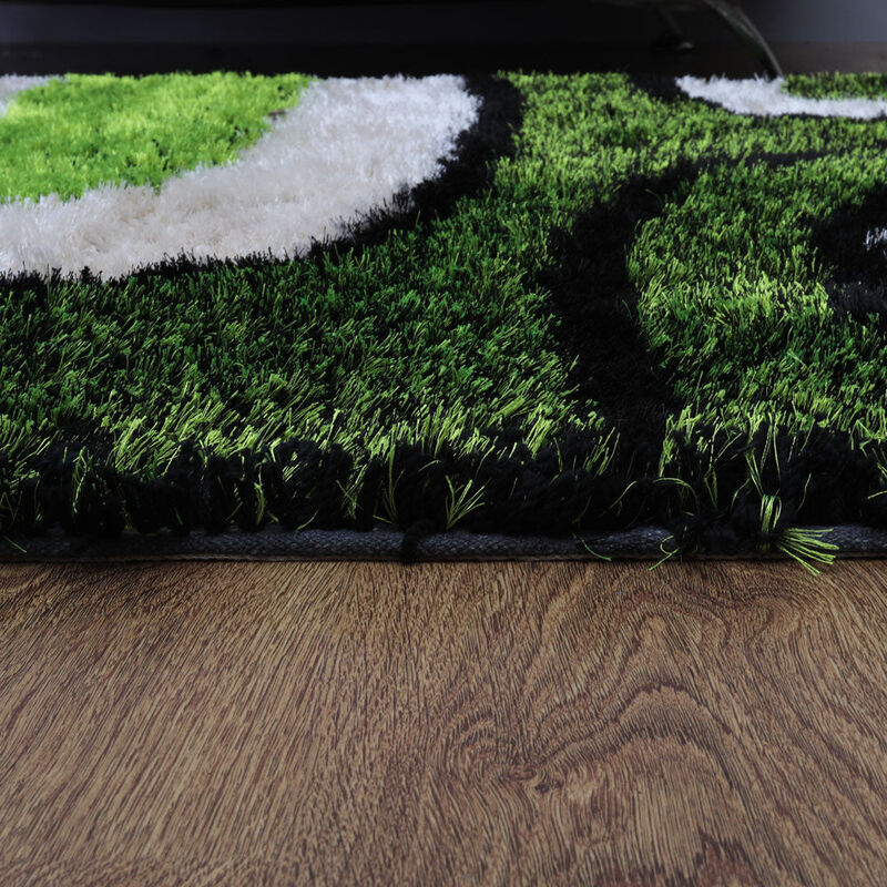 RUGSOTIC CARPETS HAND TUFTED SHAG POLYESTER ECO-FRIENDLY AREA RUGS  - 6'x9', Rectangle, Green Beige, Contemporary Modern Design, High Pile Thick Handmade Anti Skid Rugs for Living Room K00009