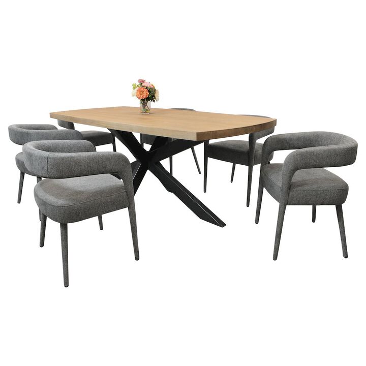 9-Piece 72 Dining Set 8 Galway Dining Chairs in Dark Gray Linen Fabric