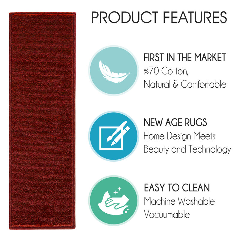 SUSSEXHOME Carpet Stair Treads Easy to Install with Double Adhesive Tape - Safe, 9" X 28" - Red