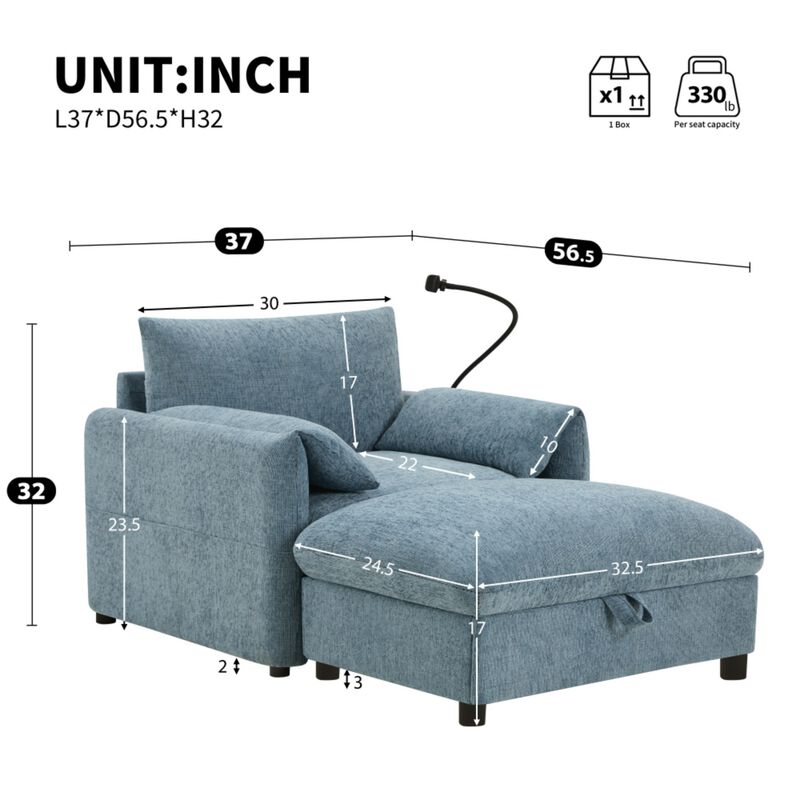 Kiple Modern Chenille Accent Chair & Ottoman Set image number 9