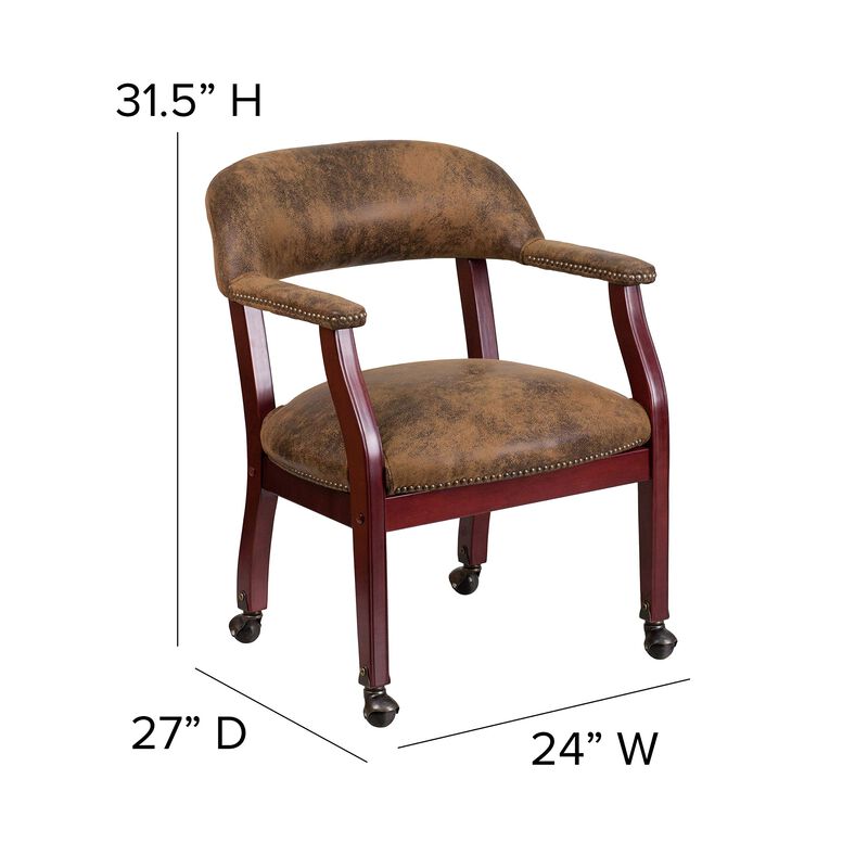 Flash Furniture Sarah Bomber Jacket Brown Luxurious Conference Chair with Accent Nail Trim and Casters