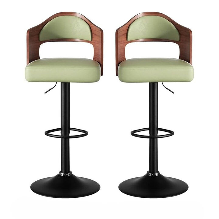 Modern Rustic Dual-Color Swivel Bar Stools Set of 2, Height Adjustable Counter Height Stools with Footrest, 360 Degree Commercial Kitchen Chairs for Home, Hotel