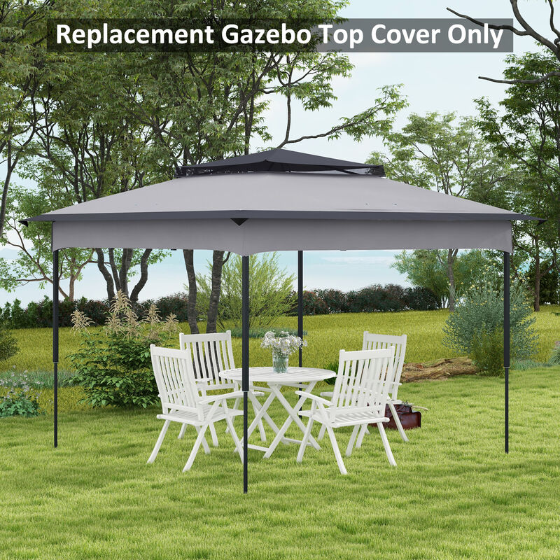 Outsunny 11' x 11' Pop up Canopy Top Replacement Cover, 2-Tier Canopy Cover, 30+ UV Protection, Gray, TOP COVER ONLY