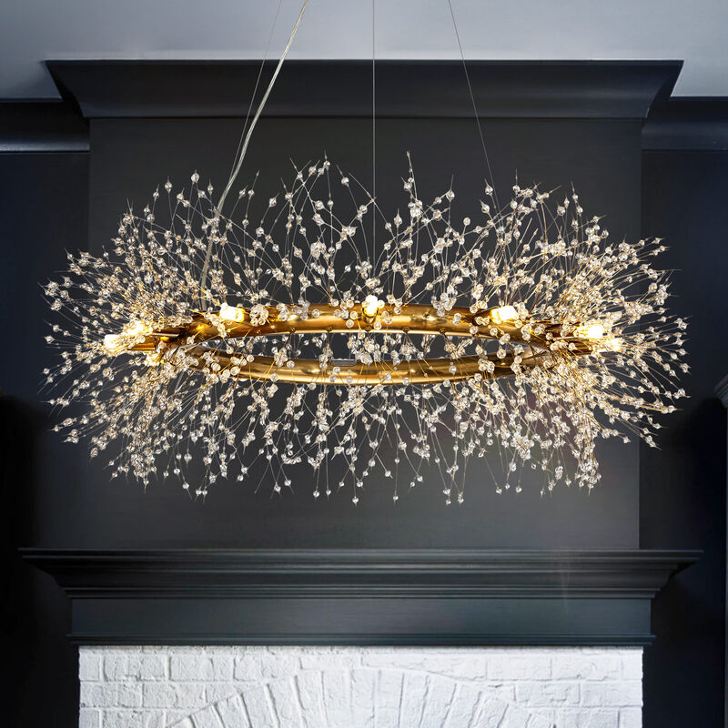 Modern Chandelier Crystal  Firework Round Pendant Ceiling Lighting For Dining Room image number 1