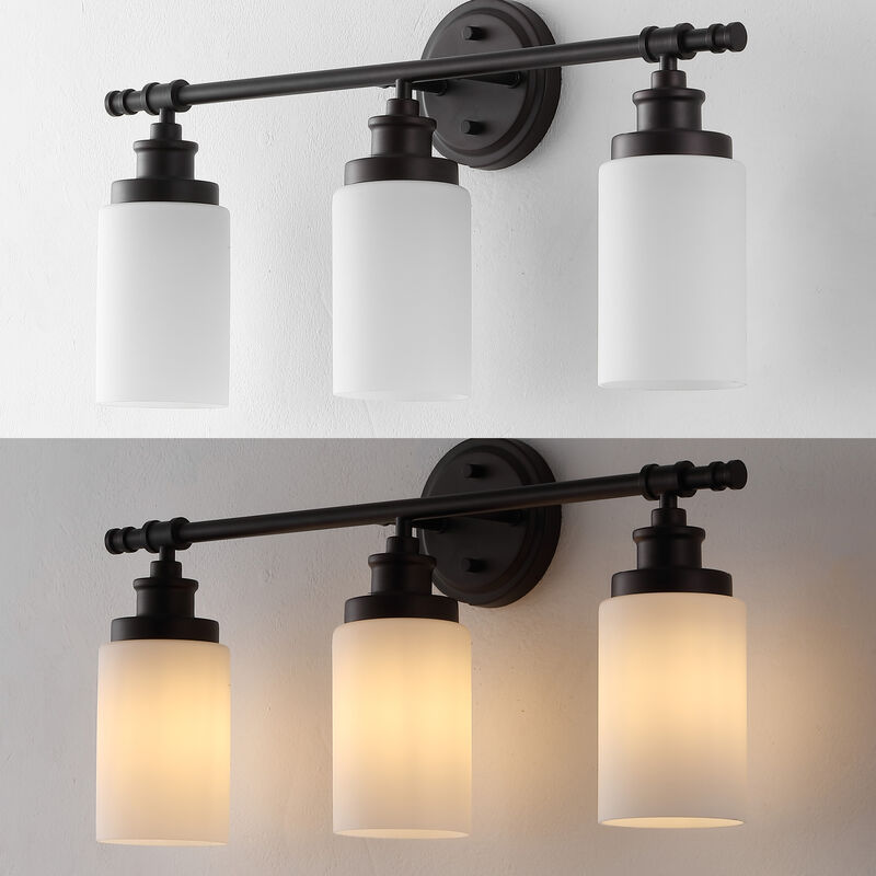 Egan 23.25" 3-Light Classic Cottage Vanity Light with Frosted Glass Shades and Bathroom Hardware Accessory 5-Piece Set