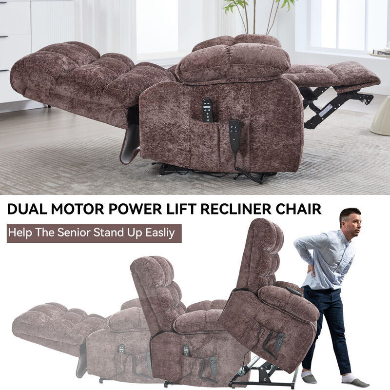 Heavy-Duty Lift Recliner Chair with Power-Remote, Heat & Massage