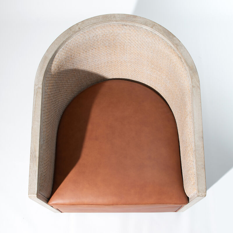 Claude Genuine Leather Swivel Cane Chair image number 7
