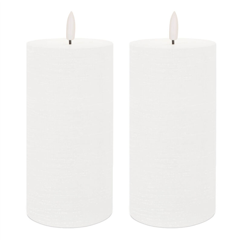 HomeRoots Set of Two Unscented Candle Flameless Pillar Candles image number 0