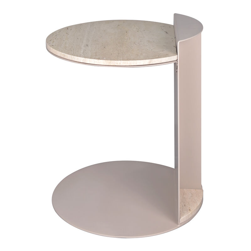 Evelyn 16" Contemporary Natural Marble/Metal Handmade C-Shaped End Table