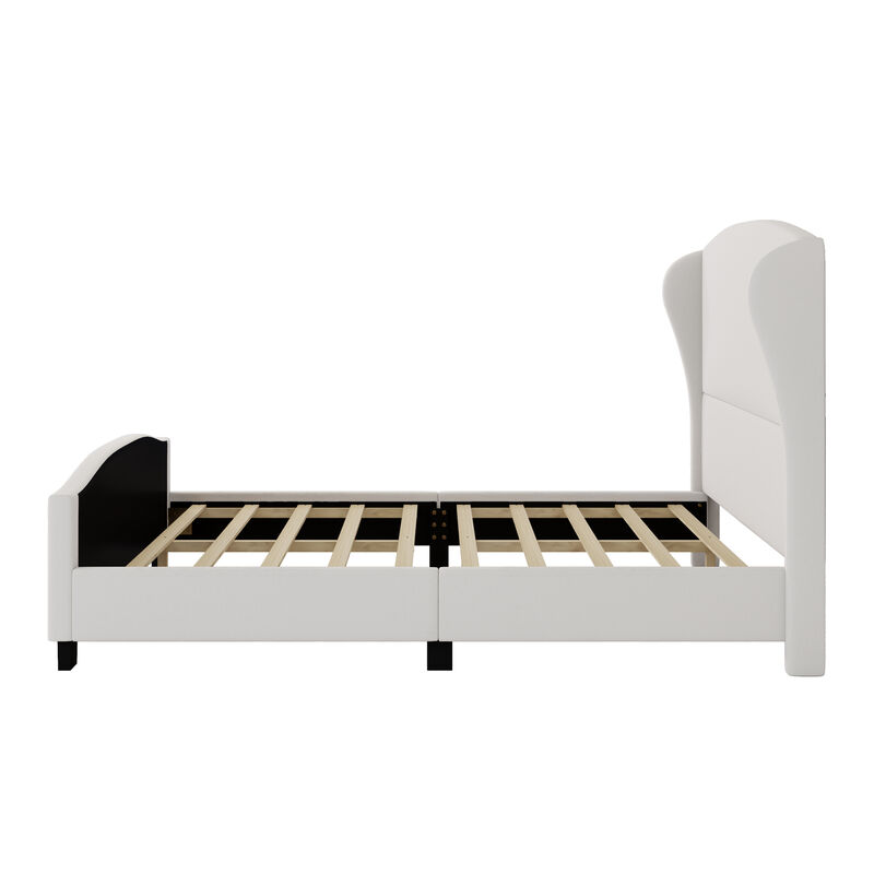 Merax High Headboard Wingback Linen Upholstered Platform Bed
