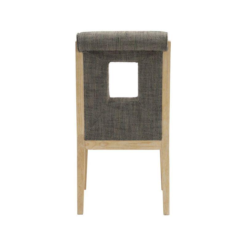 Meridian Furniture Gwendolyn Grey Linen Textured Fabric Dining Side Chair, Set of 2