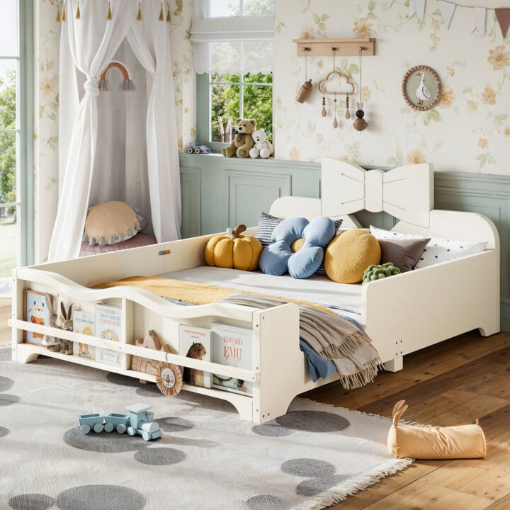 Vufnet Bowknot‑Decorated Headboard Kids Platform Bed