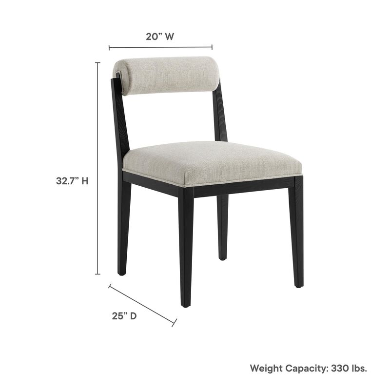 Modway Kai Upholstered Dining Chair with Wood Legs in Linen Black - Modern Dining Room Chair with Fabric Rolled Backrest and Seat - Wood Fabric Side Chair for Dining Room, Kitchen image number 2