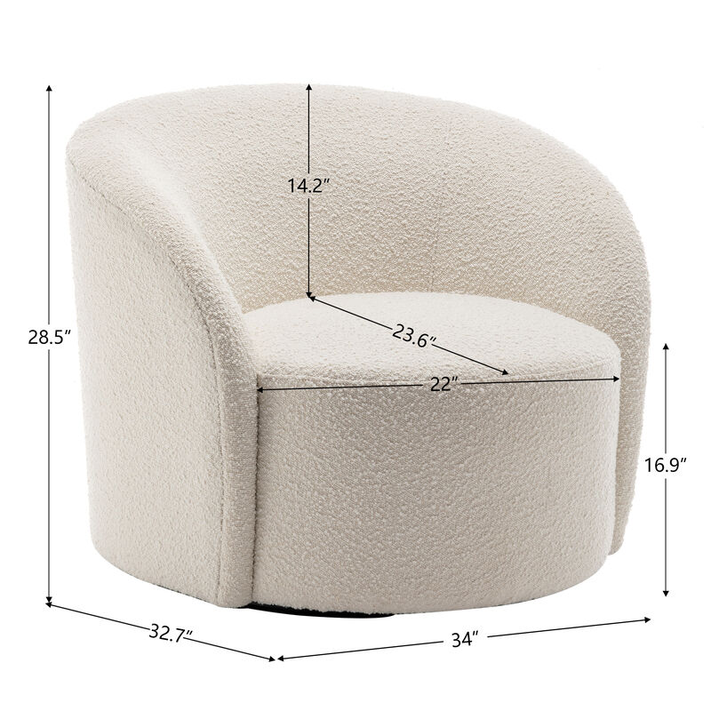 Everitte 34" W Upholstered Boucle Swivel Barrel Chair