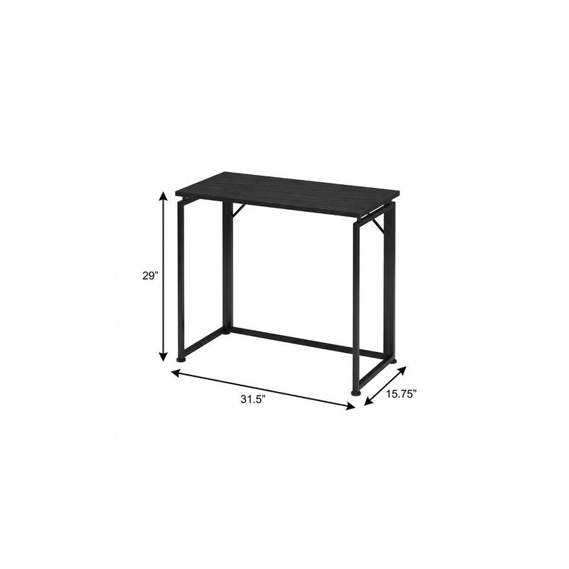 HomeRoots 32" Black Wood and Steel Folding Writing Desk image number 5