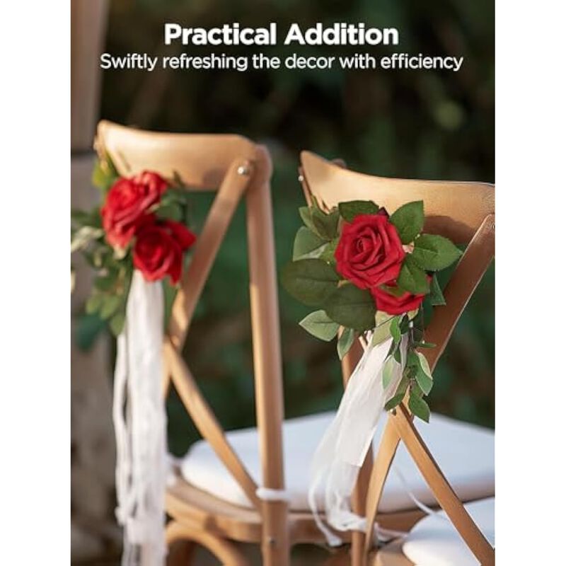 50 Piece Dark Red Artificial Rose Flower Stems Wedding Centerpiece Decor image number 3