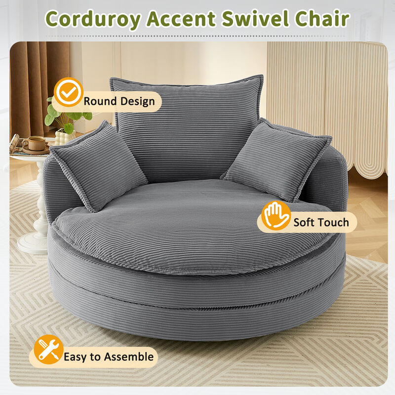 Merax 360&deg; Swivel Sofa Chair Accent Barrel Chair