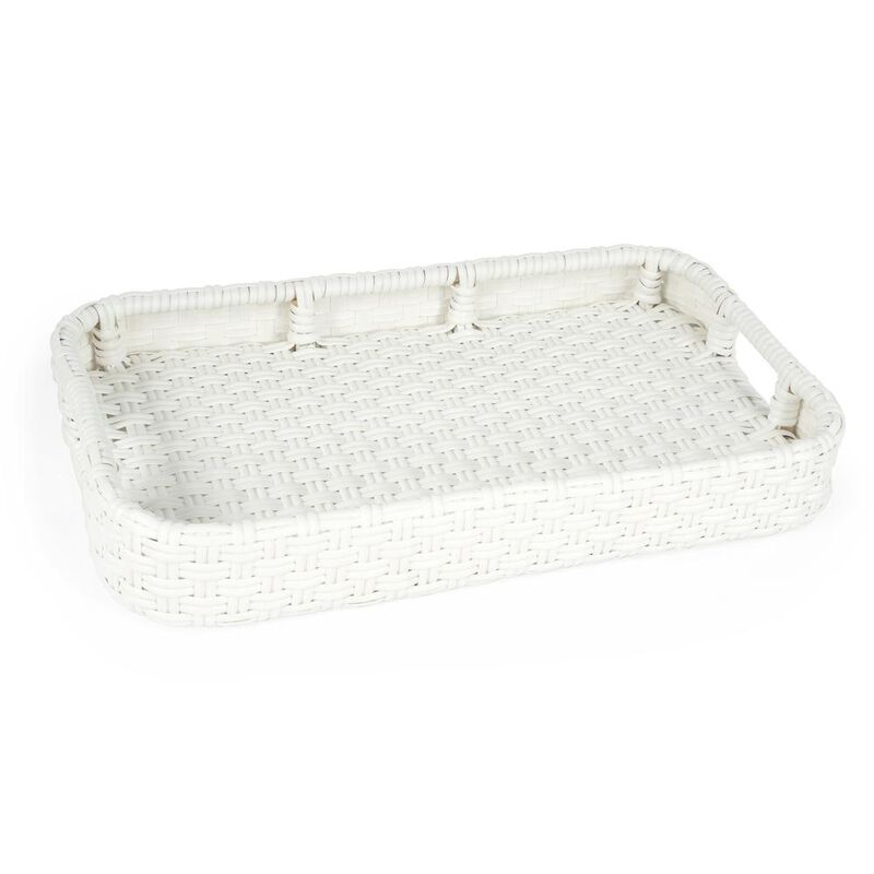 Butler Specialty Selena Rattan Bar Cart, White