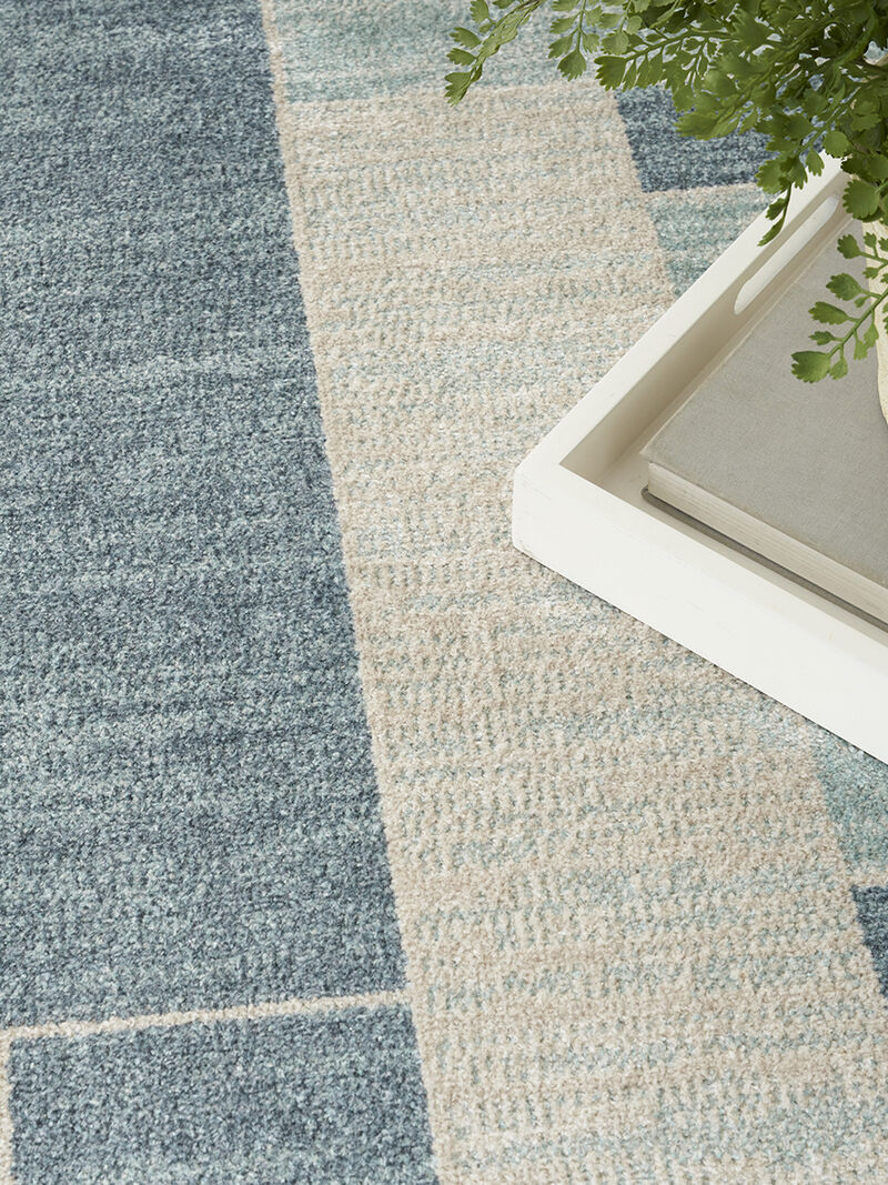 Astra Machine Washable ASW09 Blue/Ivory 9' x 12' Rug