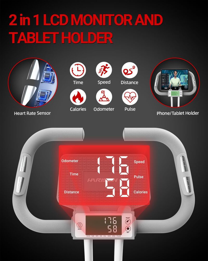 HARISON Foldable Exercise Bike with 350 LBS Capacity, 5 in 1 Magnetic Stationary Bikes for Home with 16-Level Resistance and Bluetooth (HR-X3L White) image number 1
