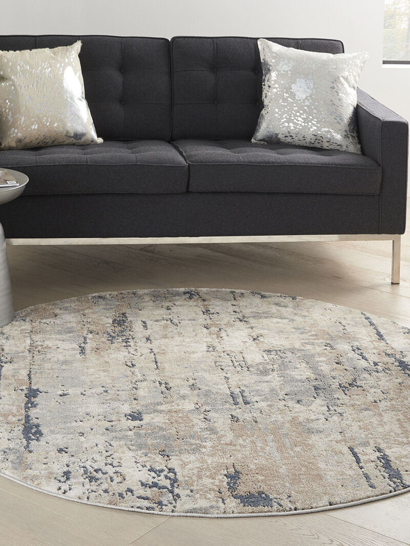 Quarry QUA01 Beige/Gray 4' x Round Rug