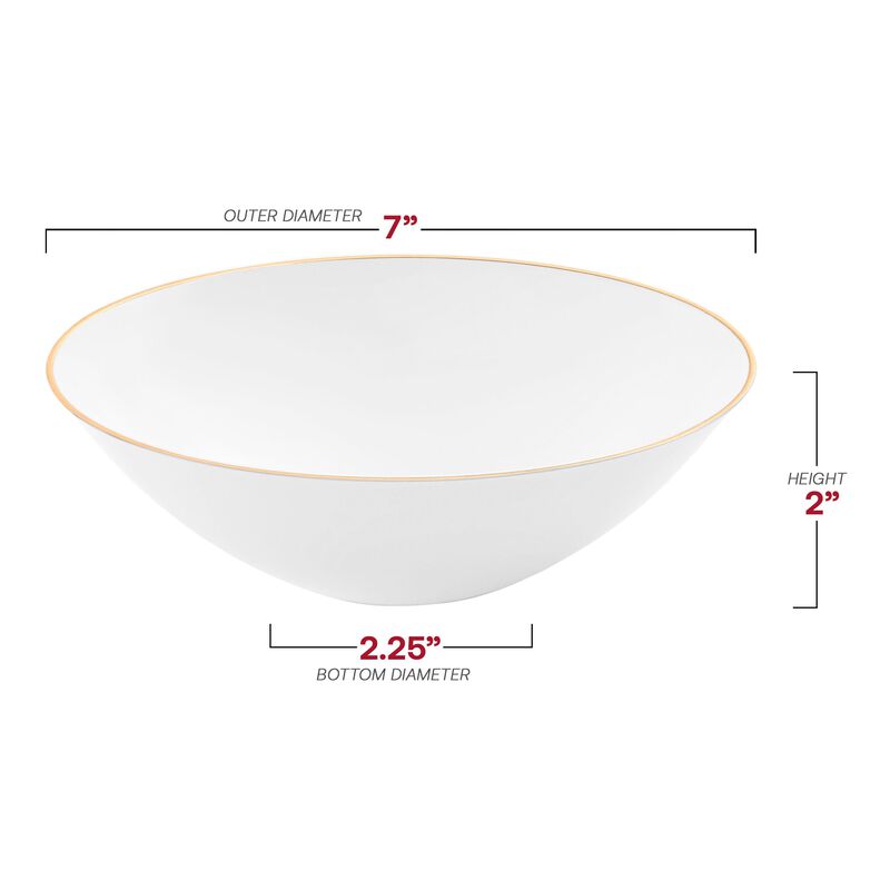 16 oz. White with Gold Rim Organic Round Plastic Soup Bowls (60 Bowls) image number 3