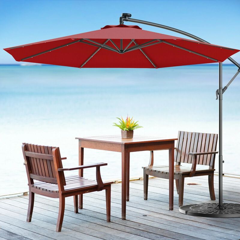 Mondawe 10 Feet Patio Umbrella with Crank and Solar LED Lights