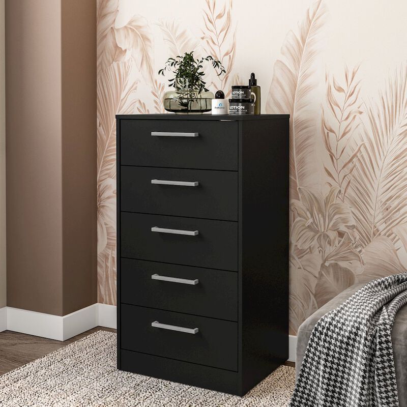Polifurniture Juliette 5 Drawer Dresser, Black