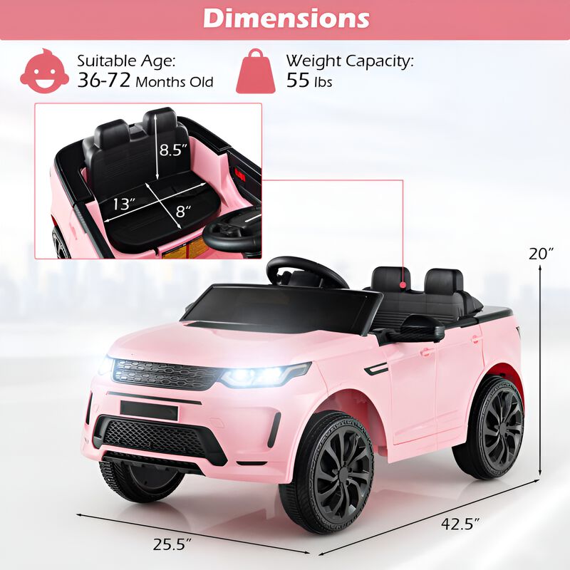 Kids 12V Ride On Car with Lockable Doors Remote Control and LED Headlights image number 2