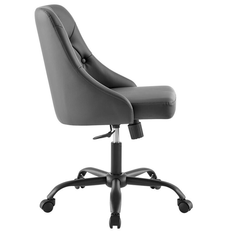 Modway Furniture - Distinct Tufted Swivel Vegan Leather Office Chair Black Gray image number 2