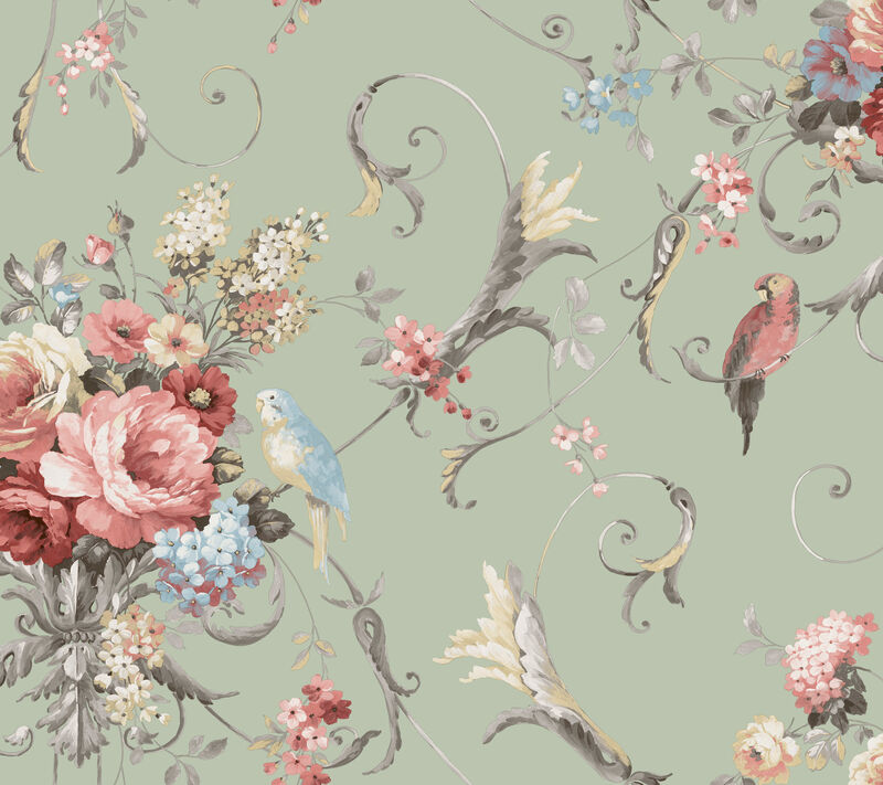 Parrots With Floral Bouquets Wallpaper image number 1