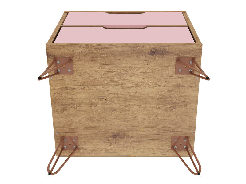 Rockefeller Pink and Brown 1-Drawer Nightstand image number 11