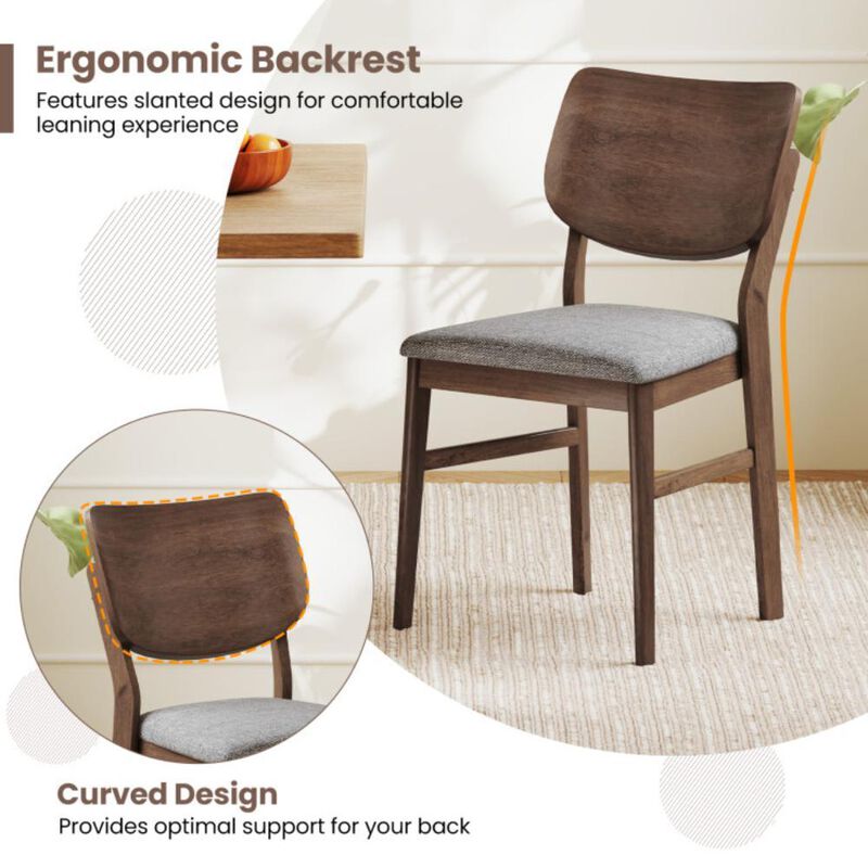 Hivvago Farmhouse Upholstered Kitchen Chairs Set of 2 with Rubber Wood Frame