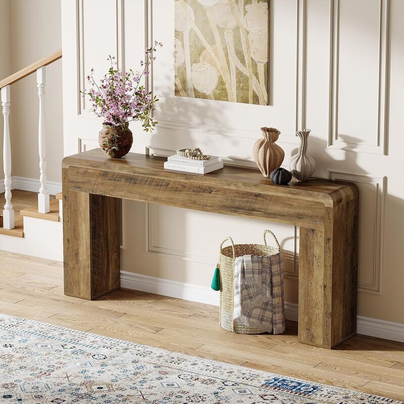Tribesigns Country Rustic Wood Console Table image number 3