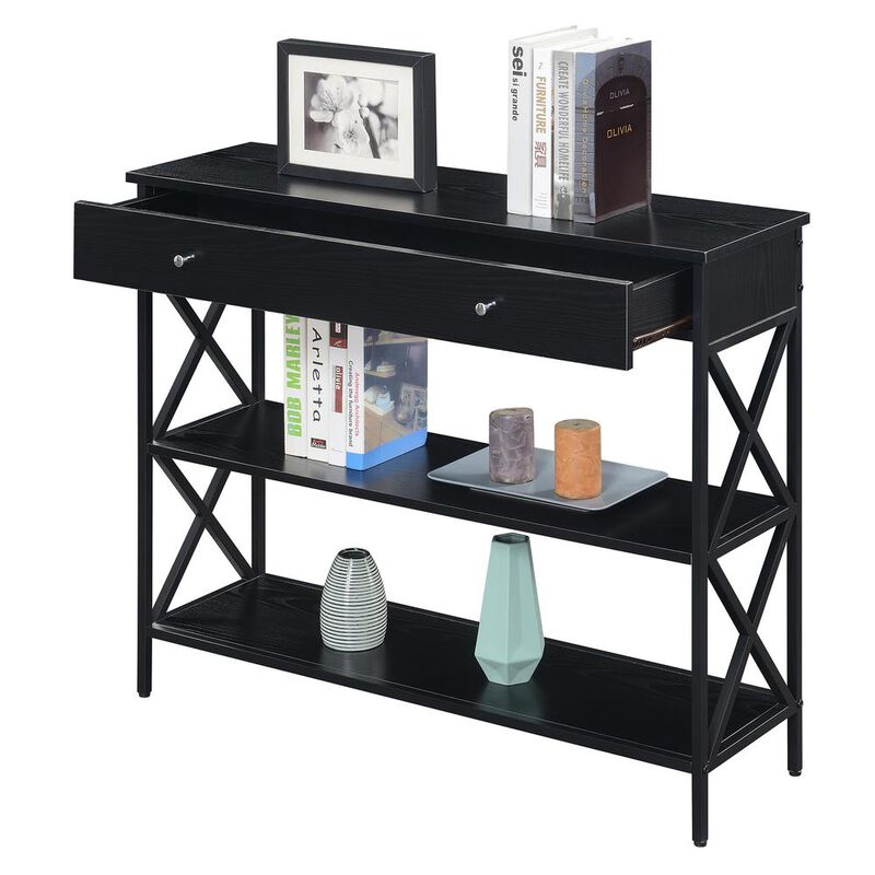 Convenience Concepts Tucson 1 Drawer Console Table, Black/Black