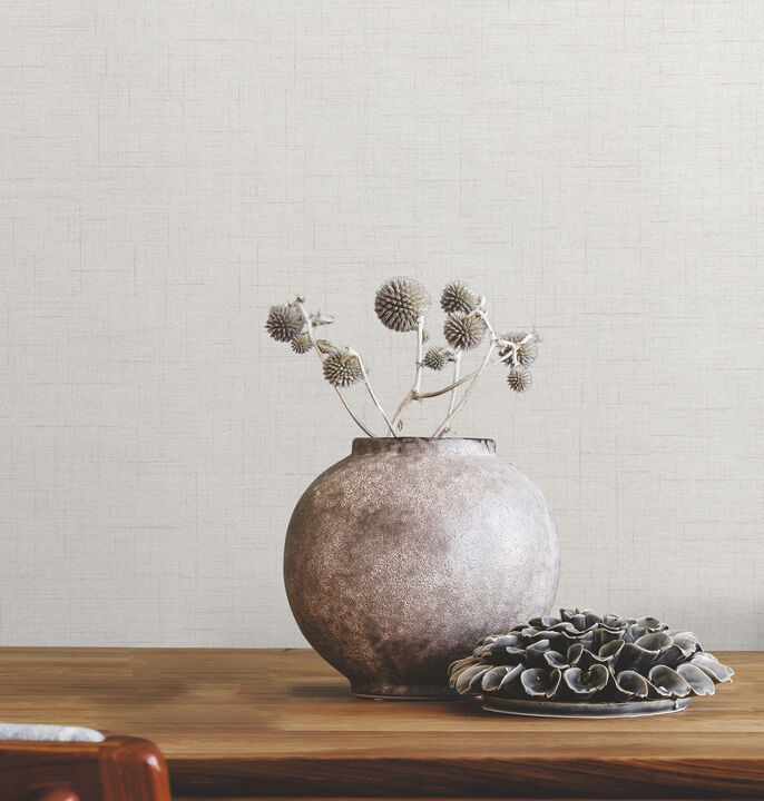 Leon Off-White Faux Fabric Wallpaper