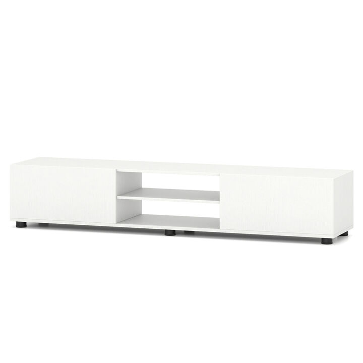 Modern TV Stand Entertainment Center with 2 Doors and Open Storage Shelves