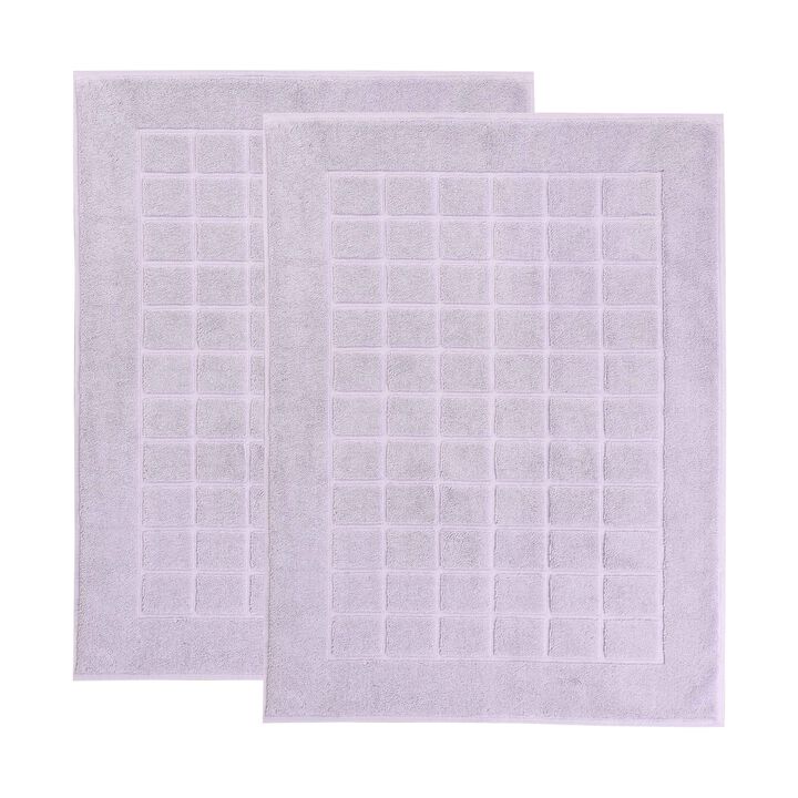 Washable Cotton Checkered Bath Rug Set of 2 for Bathrooms