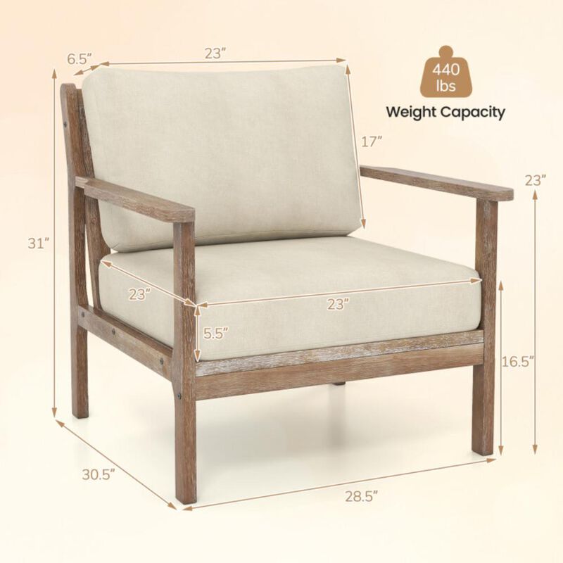 Hivvago Modern Accent Chair with Solid Rubber Wood Armrests