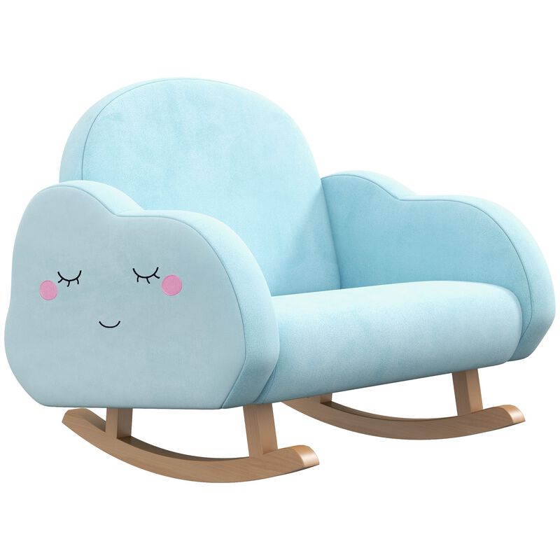 Kids Sofa Rocking Chair, Toddler Rocker Armchair for Nursery Playroom Preschool for Children 1.5-5 Years, Blue